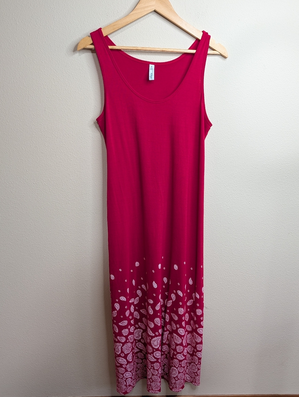 Great Northwest Indigo Paisley Border Tank Dress |‎ Size XL | Raspberry Red